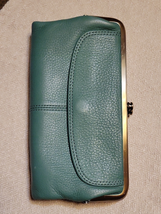 HOBO Handbags - HOBO Lauren Dusty Teal/Mint Green Leather Frame Clutch Wallet